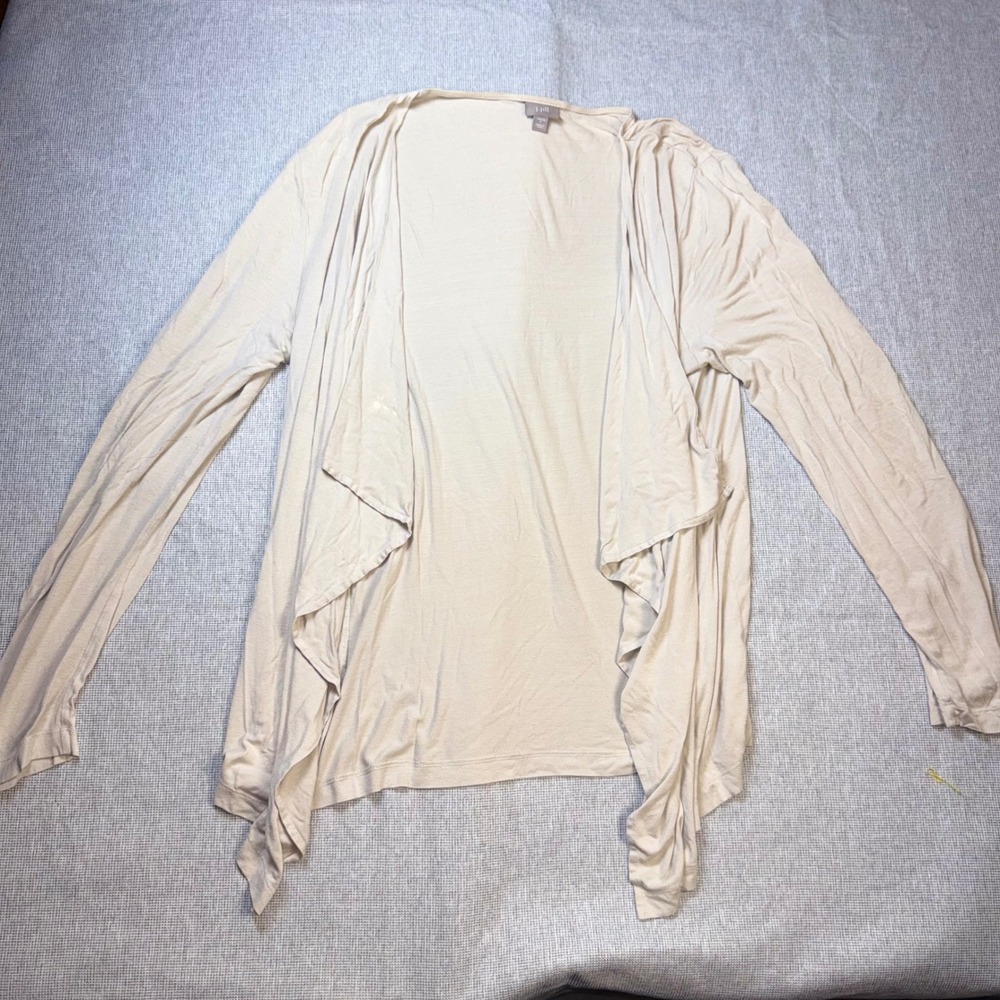 J. Jill Open Front Draped Cardigan Tan Beige Stretch Rayon Blend Size L